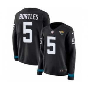 Women's Nike Jacksonville Jaguars #5 Blake Bortles Limited Black Therma Long Sleeve NFL Jersey
