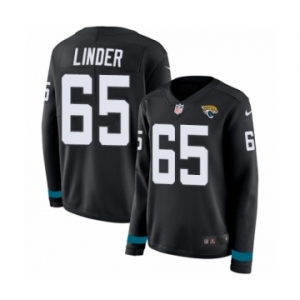 Women's Nike Jacksonville Jaguars #65 Brandon Linder Limited Black Therma Long Sleeve NFL Jersey