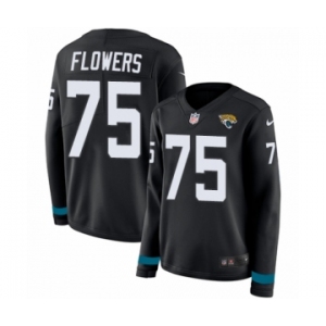 Women's Nike Jacksonville Jaguars #75 Ereck Flowers Limited Black Therma Long Sleeve NFL Jersey