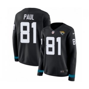 Women's Nike Jacksonville Jaguars #81 Niles Paul Limited Black Therma Long Sleeve NFL Jersey
