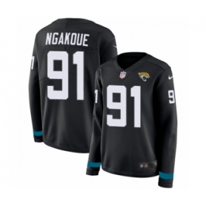 Women's Nike Jacksonville Jaguars #91 Yannick Ngakoue Limited Black Therma Long Sleeve NFL Jersey