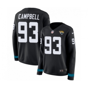 Women's Nike Jacksonville Jaguars #93 Calais Campbell Limited Black Therma Long Sleeve NFL Jersey