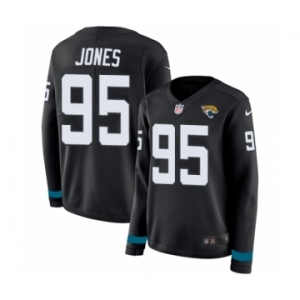 Women's Nike Jacksonville Jaguars #95 Abry Jones Limited Black Therma Long Sleeve NFL Jersey