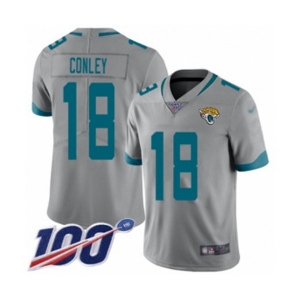 Youth Jacksonville Jaguars #18 Chris Conley Silver Inverted Legend Limited 100th Season Football Jersey