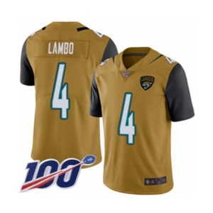 Youth Jacksonville Jaguars #4 Josh Lambo Limited Gold Rush Vapor Untouchable 100th Season Football Jersey