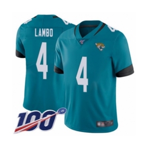 Youth Jacksonville Jaguars #4 Josh Lambo Teal Green Alternate Vapor Untouchable Limited Player 100th Season Football Jersey