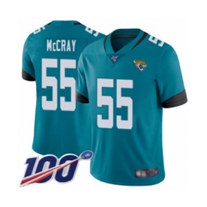Youth Jacksonville Jaguars #55 Lerentee McCray Teal Green Alternate Vapor Untouchable Limited Player 100th Season Football Jersey