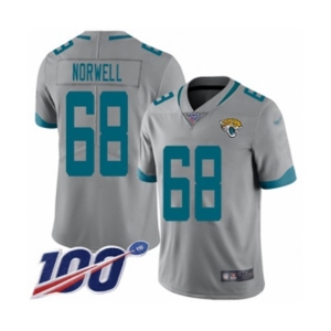 Youth Jacksonville Jaguars #68 Andrew Norwell Silver Inverted Legend Limited 100th Season Football Jersey