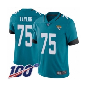 Youth Jacksonville Jaguars #75 Jawaan Taylor Teal Green Alternate Vapor Untouchable Limited Player 100th Season Football Jersey