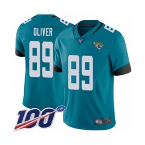 Youth Jacksonville Jaguars #89 Josh Oliver Teal Green Alternate Vapor Untouchable Limited Player 100th Season Football Jersey