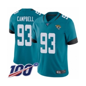 Youth Jacksonville Jaguars #93 Calais Campbell Teal Green Alternate Vapor Untouchable Limited Player 100th Season Football Jersey