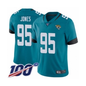 Youth Jacksonville Jaguars #95 Abry Jones Teal Green Alternate Vapor Untouchable Limited Player 100th Season Football Jersey