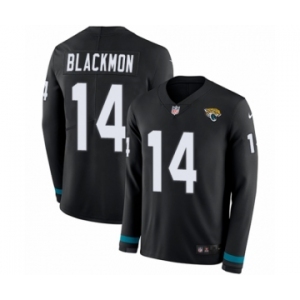 Youth Nike Jacksonville Jaguars #14 Justin Blackmon Limited Black Therma Long Sleeve NFL Jersey