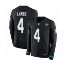 Youth Nike Jacksonville Jaguars #4 Josh Lambo Limited Black Therma Long Sleeve NFL Jersey