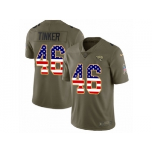 Youth Nike Jacksonville Jaguars #46 Carson Tinker Limited Olive USA Flag 2017 Salute to Service NFL Jersey