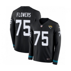 Youth Nike Jacksonville Jaguars #75 Ereck Flowers Limited Black Therma Long Sleeve NFL Jersey