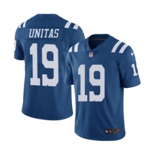 Men's Indianapolis Colts #19 Johnny Unitas Elite Royal Blue Rush Vapor Untouchable Football Jersey