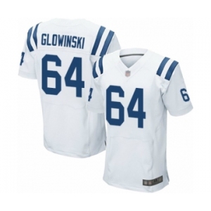 Men's Indianapolis Colts #64 Mark Glowinski Elite White Football Jersey