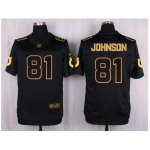 Nike Indianapolis Colts #81 Andre Johnson Black Pro Line Gold Collection Jersey[Elite]