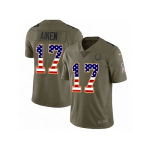 Men Nike Indianapolis Colts #17 Kamar Aiken Limited Olive USA Flag 2017 Salute to Service NFL Jersey