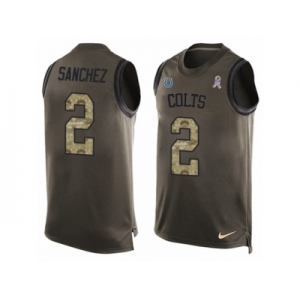 Men Nike Indianapolis Colts #2 Rigoberto Sanchez Limited Green Salute to Service Tank Top NFL Jersey