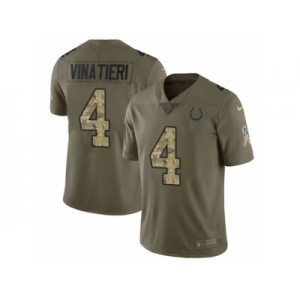 Men Nike Indianapolis Colts #4 Adam Vinatieri Limited Olive Camo 2017 Salute to Service NFL Jersey