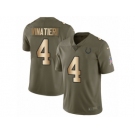 Men Nike Indianapolis Colts #4 Adam Vinatieri Limited Olive Gold 2017 Salute to Service NFL Jersey