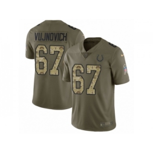 Men Nike Indianapolis Colts #67 Jeremy Vujnovich Limited Olive Camo 2017 Salute to Service NFL Jersey