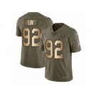 Men Nike Indianapolis Colts #92 Margus Hunt Limited Olive Gold 2017 Salute to Service NFL Jersey