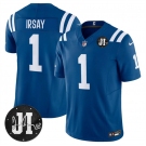Men's Indianapolis Colts #1 Jim Irsay Blue 2025 F.U.S.E. Jim Irsay Patch Vapor Limited Football Stitched Jersey