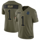 Men's Indianapolis Colts #1 Jim Irsay Olive 2025 Salute to Service Limited Football Stitched Jersey