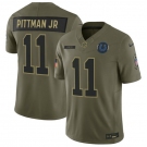 Men's Indianapolis Colts #11 Michael Pittman Jr. Olive 2025 Salute to Service Limited Football Stitched Jersey