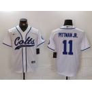Men's Indianapolis Colts #11 Michael Pittman Jr White Cool Base Stitched Baseball Jersey
