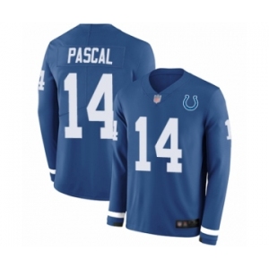 Men's Indianapolis Colts #14 Zach Pascal Limited Blue Therma Long Sleeve Football Jersey