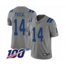 Men's Indianapolis Colts #14 Zach Pascal Limited Gray Inverted Legend 100th Season Football Jersey