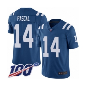 Men's Indianapolis Colts #14 Zach Pascal Royal Blue Team Color Vapor Untouchable Limited Player 100th Season Football Jersey