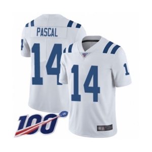 Men's Indianapolis Colts #14 Zach Pascal White Vapor Untouchable Limited Player 100th Season Football Jersey