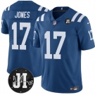 Men's Indianapolis Colts #17 Daniel Jones Blue Jim Irsay Patch Vapor Limited Football Stitched Jersey