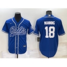 Men's Indianapolis Colts #18 Peyton Manning Blue Stitched MLB Cool Base Nike Baseball Jersey