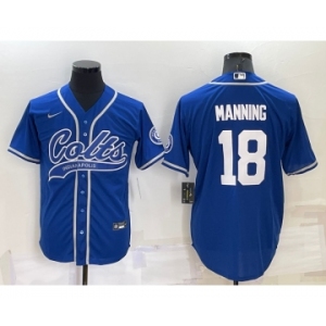 Men's Indianapolis Colts #18 Peyton Manning Blue Stitched MLB Cool Base Nike Baseball Jersey