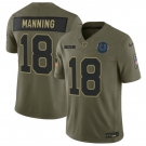 Men's Indianapolis Colts #18 Peyton Manning Olive 2025 Salute to Service Limited Football Stitched Jersey