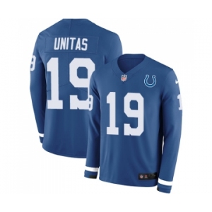 Men's Indianapolis Colts #19 Johnny Unitas Limited Blue Therma Long Sleeve Football Jersey