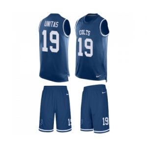 Men's Indianapolis Colts #19 Johnny Unitas Limited Royal Blue Tank Top Suit Football Jersey