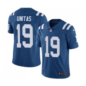 Men's Indianapolis Colts #19 Johnny Unitas Royal Blue Team Color Vapor Untouchable Limited Player Football Jersey