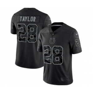 Men's Indianapolis Colts #28 Jonathan Taylor Black Reflective Limited Stitched Football Jersey
