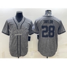 Men's Indianapolis Colts #28 Jonathan Taylor Grey Gridiron With Patch Cool Base Stitched Baseball Jersey