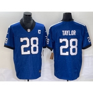 Men's Indianapolis Colts #28 Jonathan Taylor Royal 2023 FUSE Indiana Nights Limited Stitched Jersey