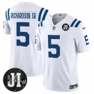 Men's Indianapolis Colts #5 Anthony Richardson White 2025 F.U.S.E. Jim Irsay Patch Vapor Limited Football Stitched Jersey
