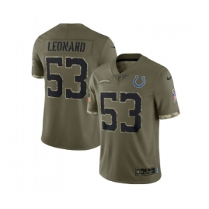 Men's Indianapolis Colts #53 Shaquille Leonard 2022 Olive Salute To Service Limited Stitched Jersey