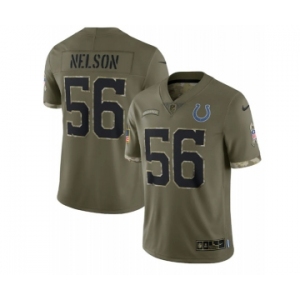 Men's Indianapolis Colts #56 Quenton Nelson 2022 Olive Salute To Service Limited Stitched Jersey